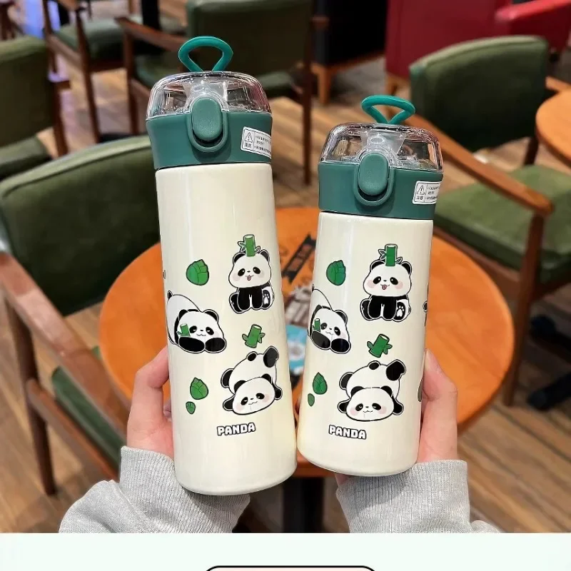 380/500ml Portable 304 Stainless Steel Cartoon Thermos Bottle Children's Cute Panda Insulated Cup Student Water Bottle Kettle