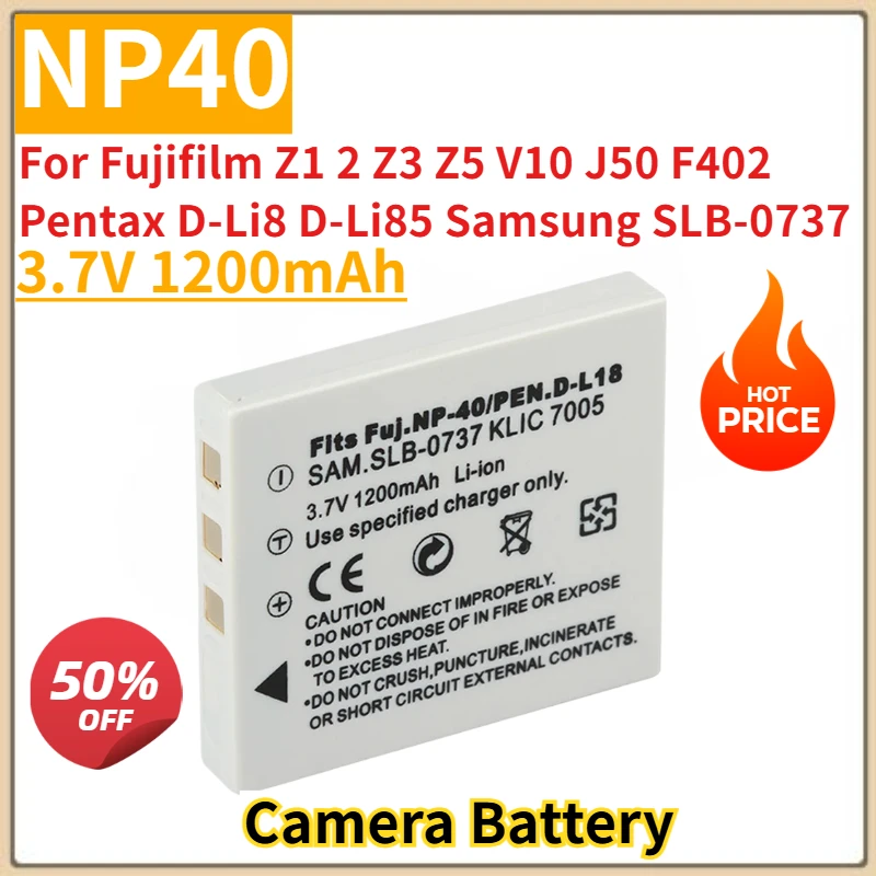 

Camera Battery 3.7V 1200mAh NP40 for Fujifilm Z1 2 Z3 Z5 V10 J50 F402 Pentax D-Li8 D-Li85 Samsung SLB-0737 New High Quality