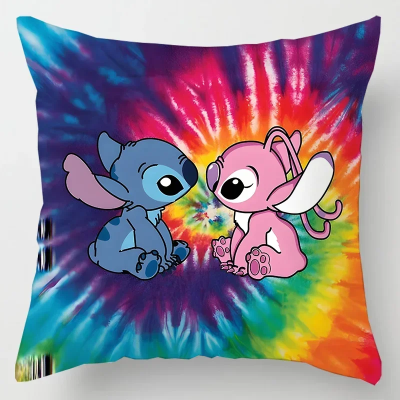 Disney-funda de almohada de Lilo & Stitch, 45x45cm, bonita figura de Anime, decoración Interior de habitación de niños, regalos