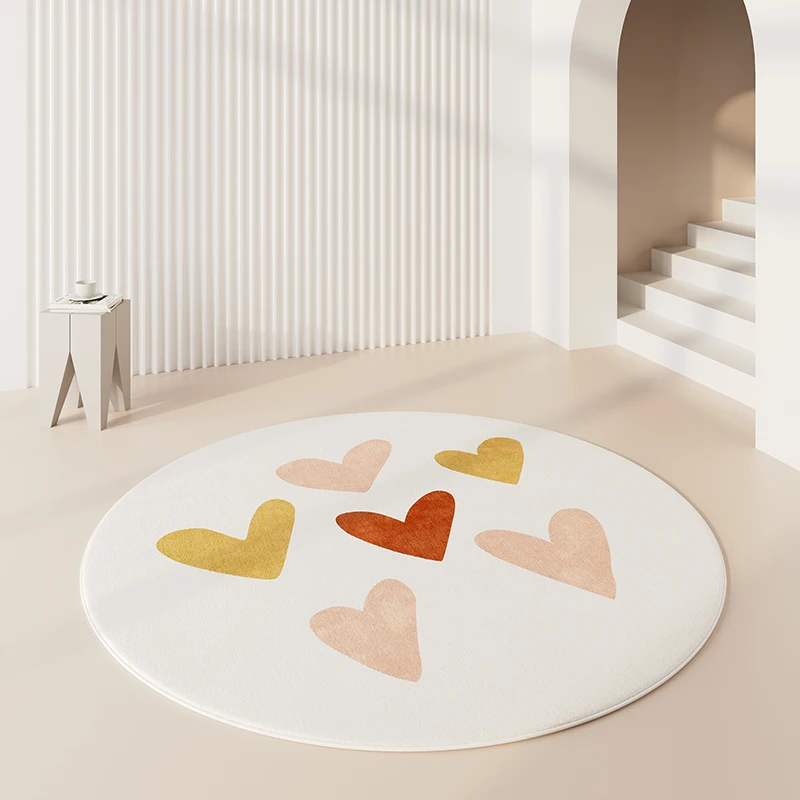 Cute Round Carpets for Living Room Nordic Style Bedroom Decor Plush Rugs Large Area Thickened Floor Mat Non-slip Soft Lounge Rug