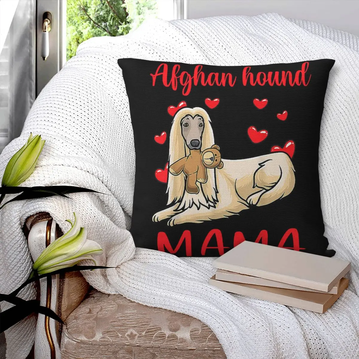 Afghan Hound Mama Square Pillowcase Polyester Pillow Cover Velvet Cushion Decor Comfort Throw Pillow For Home Car