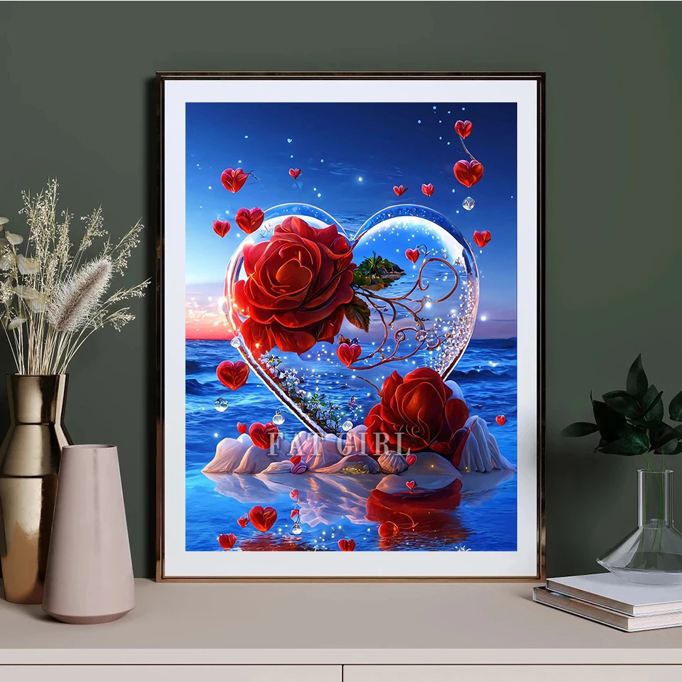 Diamond Painting New Collection 2023 Heart-Shaped Rose Full Drill Mosaic Dream Landscape Diamond Emrboidery 5D Home Decorations