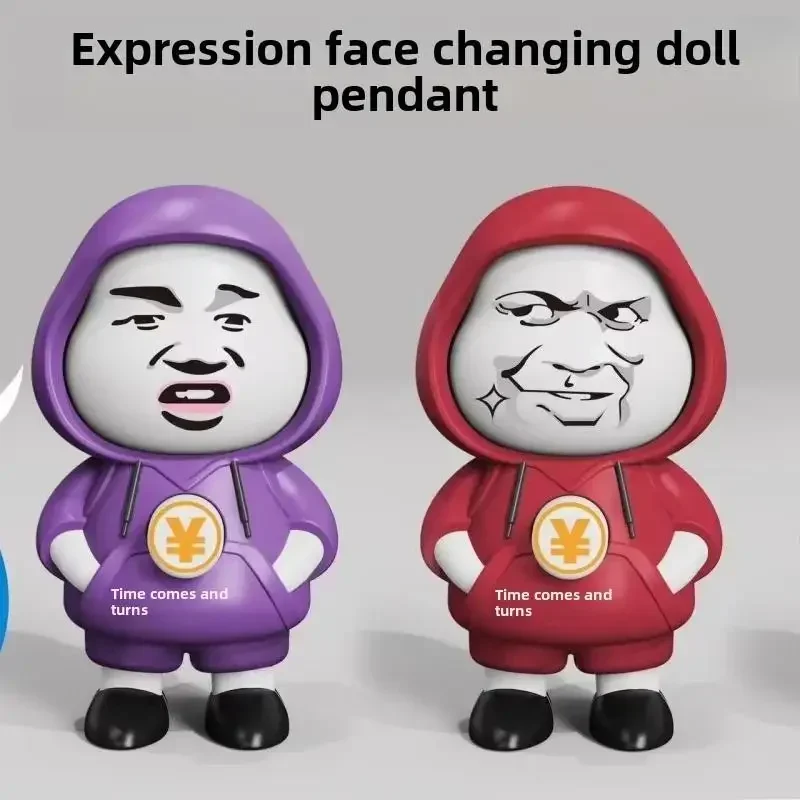 3PCs Creative Keychains Facail Expression Face Changing Key Rings Cartoon Cute Funny Decompression Backpack Pendant