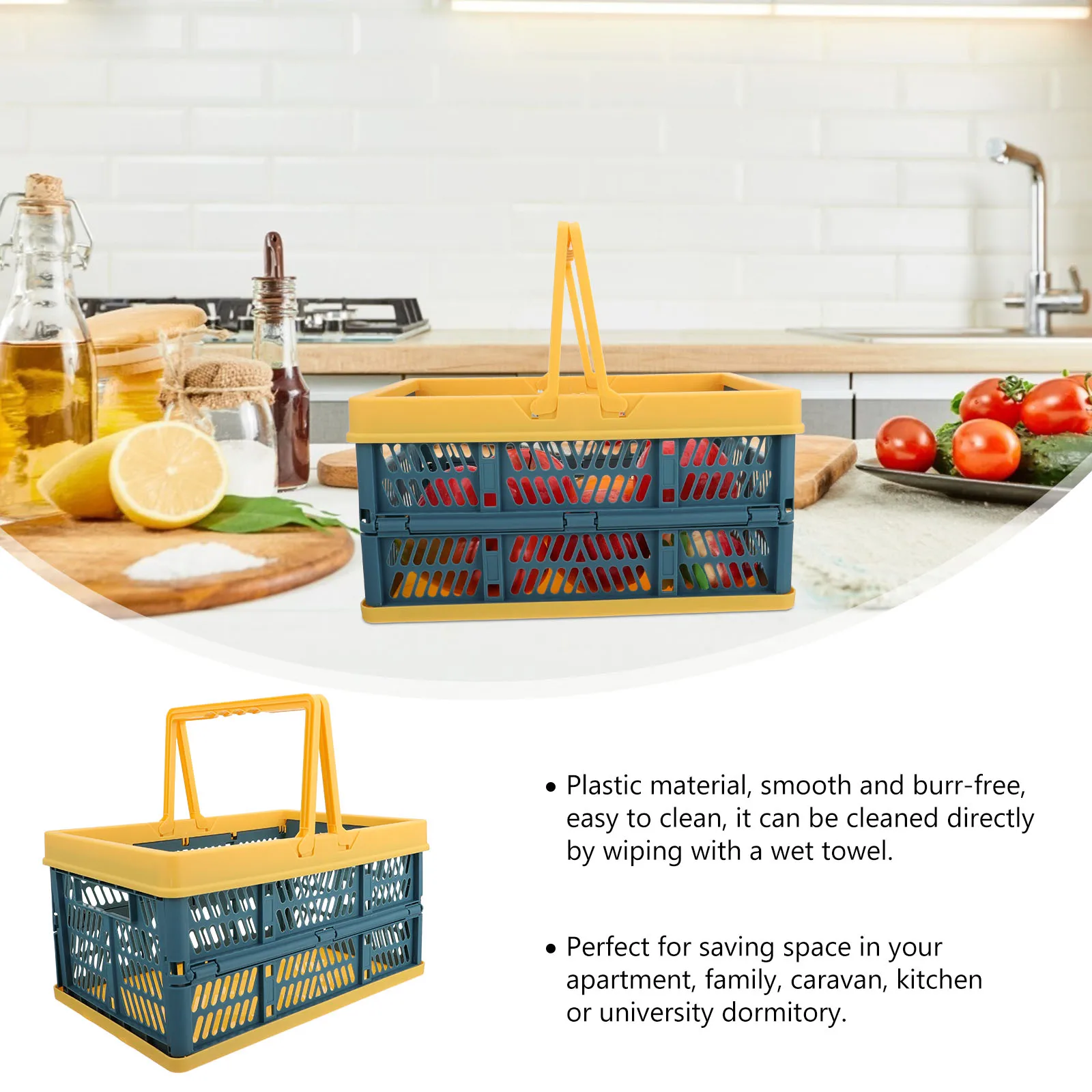 

Folding Storage Basket Compact Collapsible Vegetable Shopping Basket For Supermarket Portable Plastic Organizer