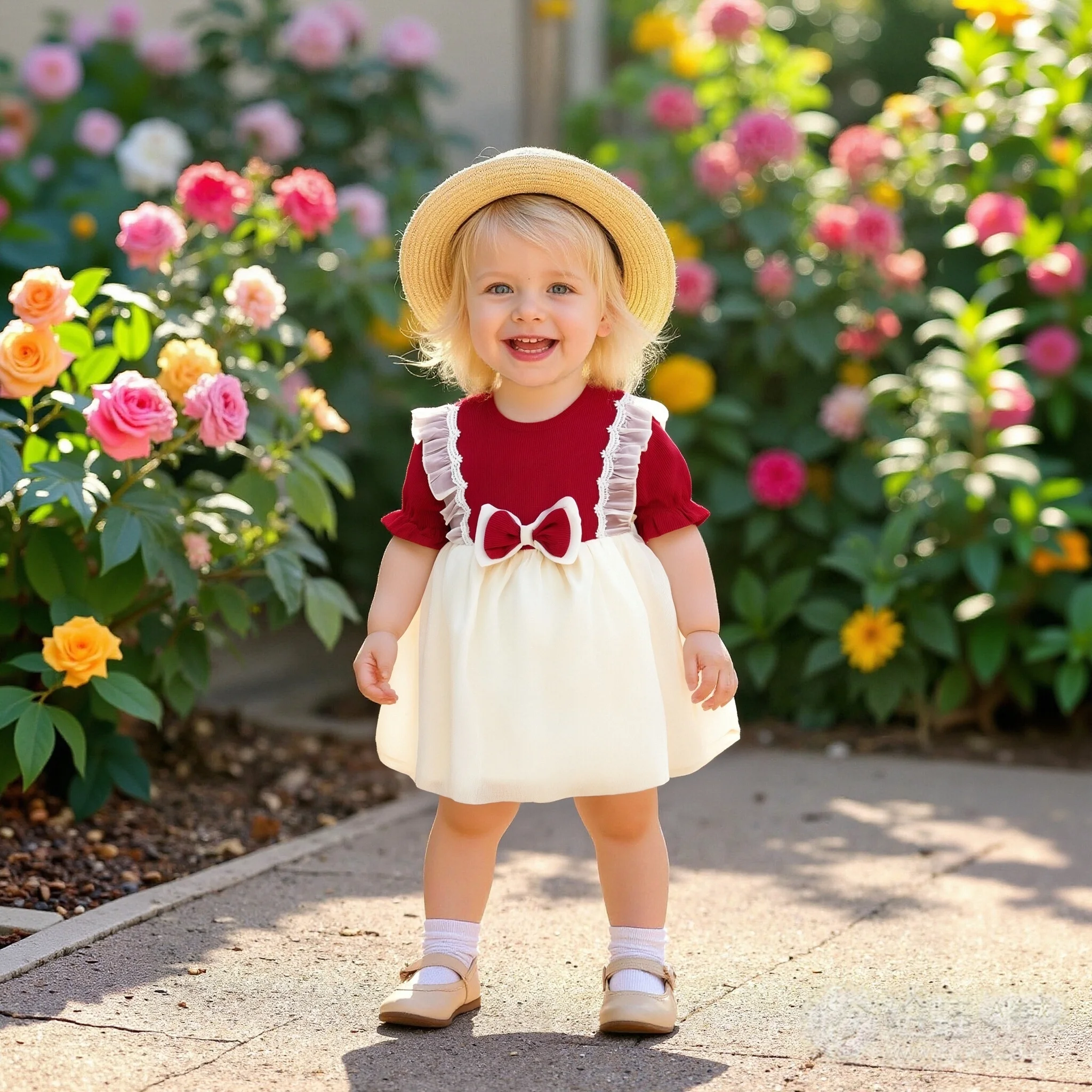 

Summer New Girls Dress Short Sleeve Dress Bow Lace Lace Edge Pommel Dress Sweet Princess Skirt Knit Top Puffy Sleeves