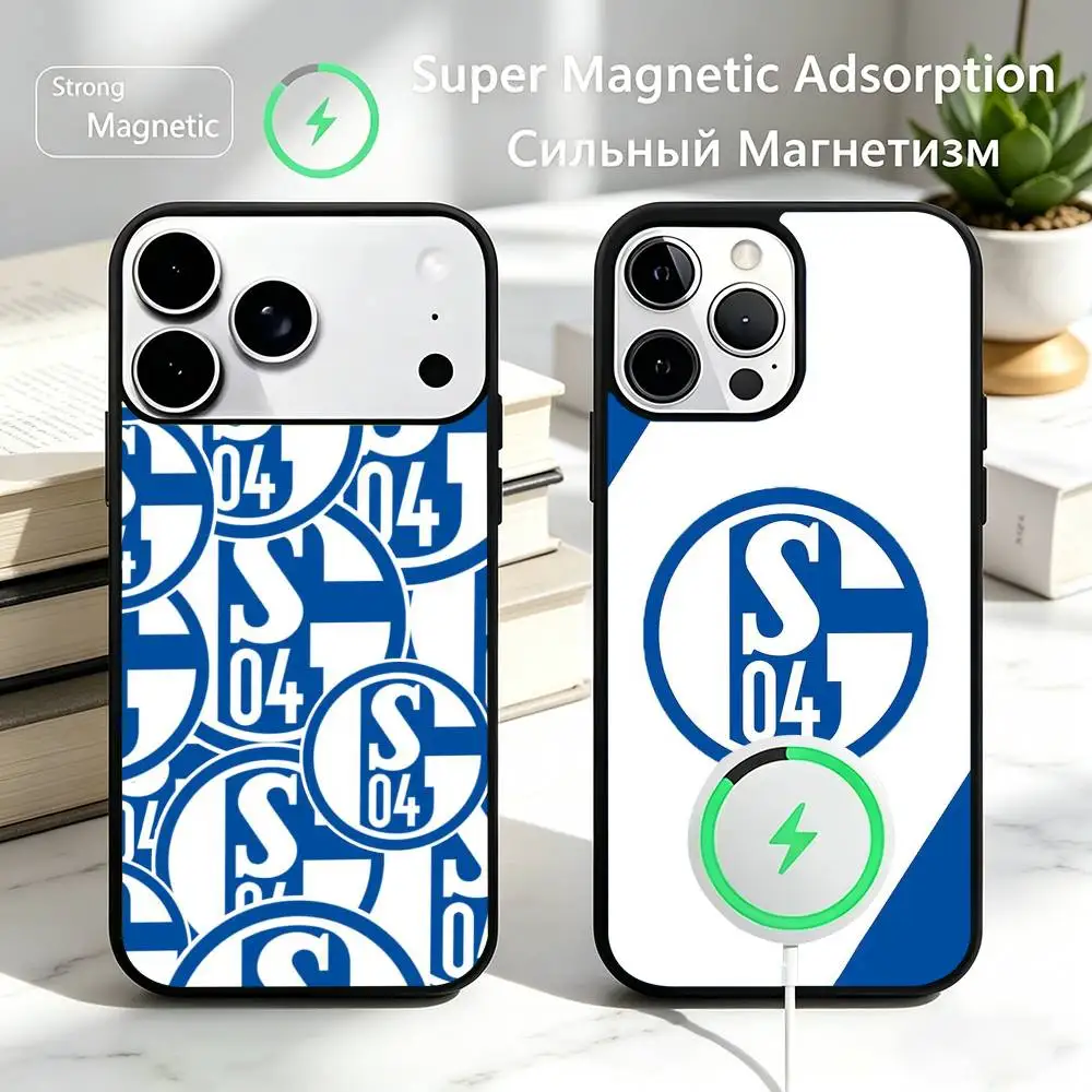 

S-Schalke S04 Phone Case For iPhone17,16,15,14,13,12,11 Plus,Pro Magnetic with Magsafe Wireless Charging