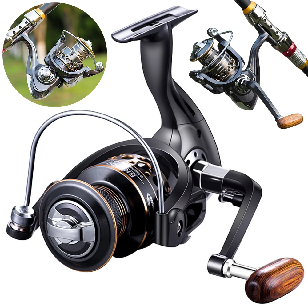 Mulinello da spinning innovativo resistente all'acqua Mulinello da spinning con manico in legno Mulinello da pesca in acqua salata Mulinello da traina offshore a lancio lungo