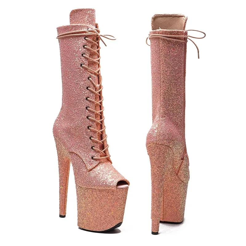 Auman ale neue 20cm/8inches pu obere sexy exotische High Heel Plattform Party Frauen Peep Toe Stiefeletten Pole Dance Schuhe 633