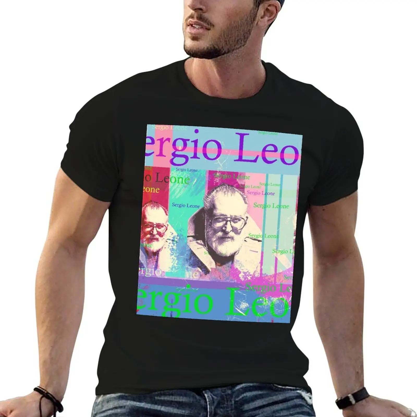 Director Sergio Leone, aesthetic portrait T-Shirt Casual Breathable Short Sleeve Top