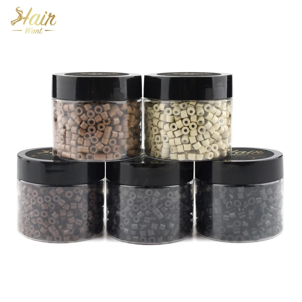 Hair Want 5000Pcs 4mm Silicone Micro Links Beads Invisible Hair Extension Beads for Sewing In Extensions Hair Tinsel Extensions