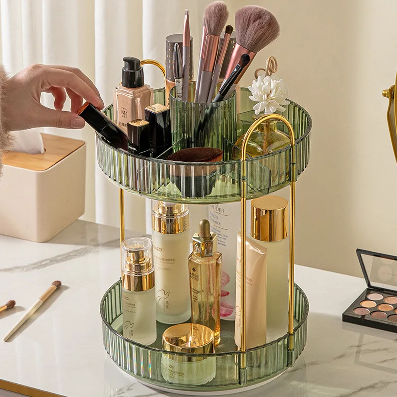 Light Luxury Dressing Table Cosmetics Rotating Storage Shelf Bathroom Desktop Perfume Skincare Shelves