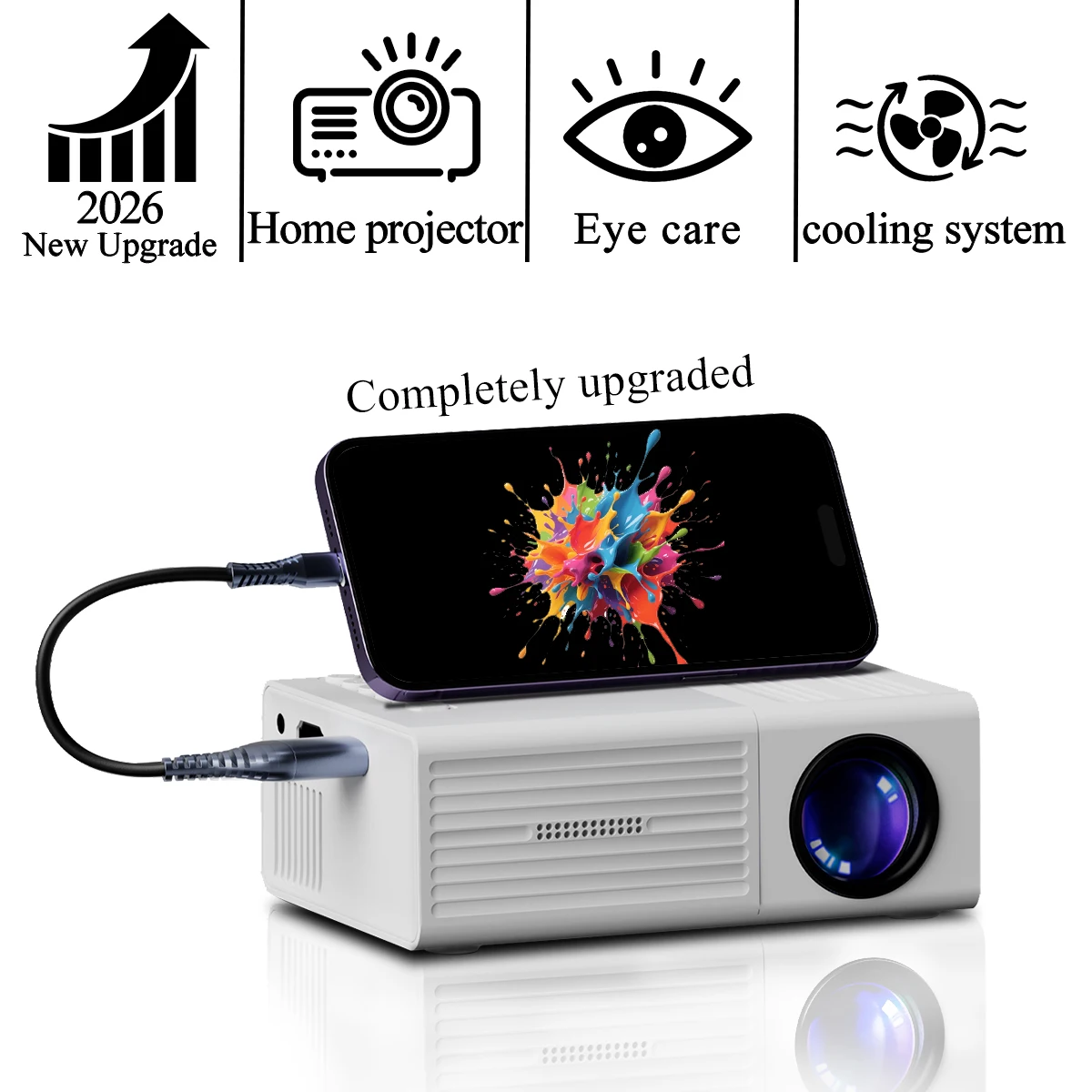 

Портативный видеопроектор, подходящий для домашнего кинотеатра, проектор для просмотра фильмов на стене, проектор для домашнего кинотеатра