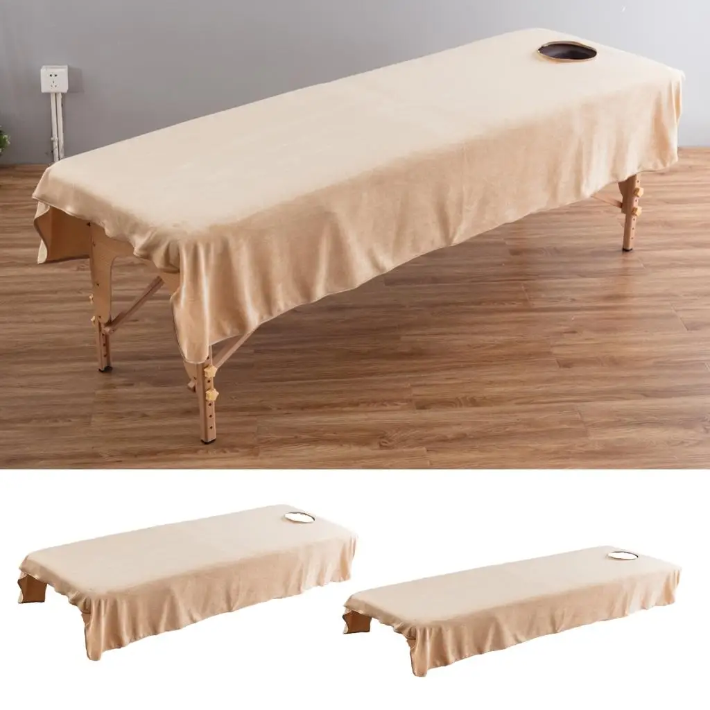 Beauty Bed Sheet Cover Soft Flannel Cosmetic Bed Sheet with Face Hole for Spa Hotel Massage Rooms