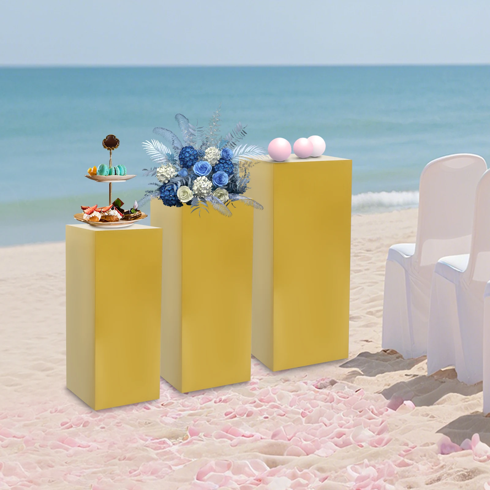 

3 шт., золотая металлическая квадратная основа, 60-80 см, подшипник стойки для дисплея, 110 фунтов, можно вложень, декоративные колонны