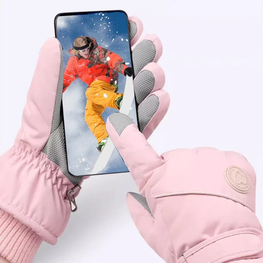 Winter skiing gloves, outdoor cycling, windproof and cold proof, thick velvet insulation, anti slip touch screen gloves