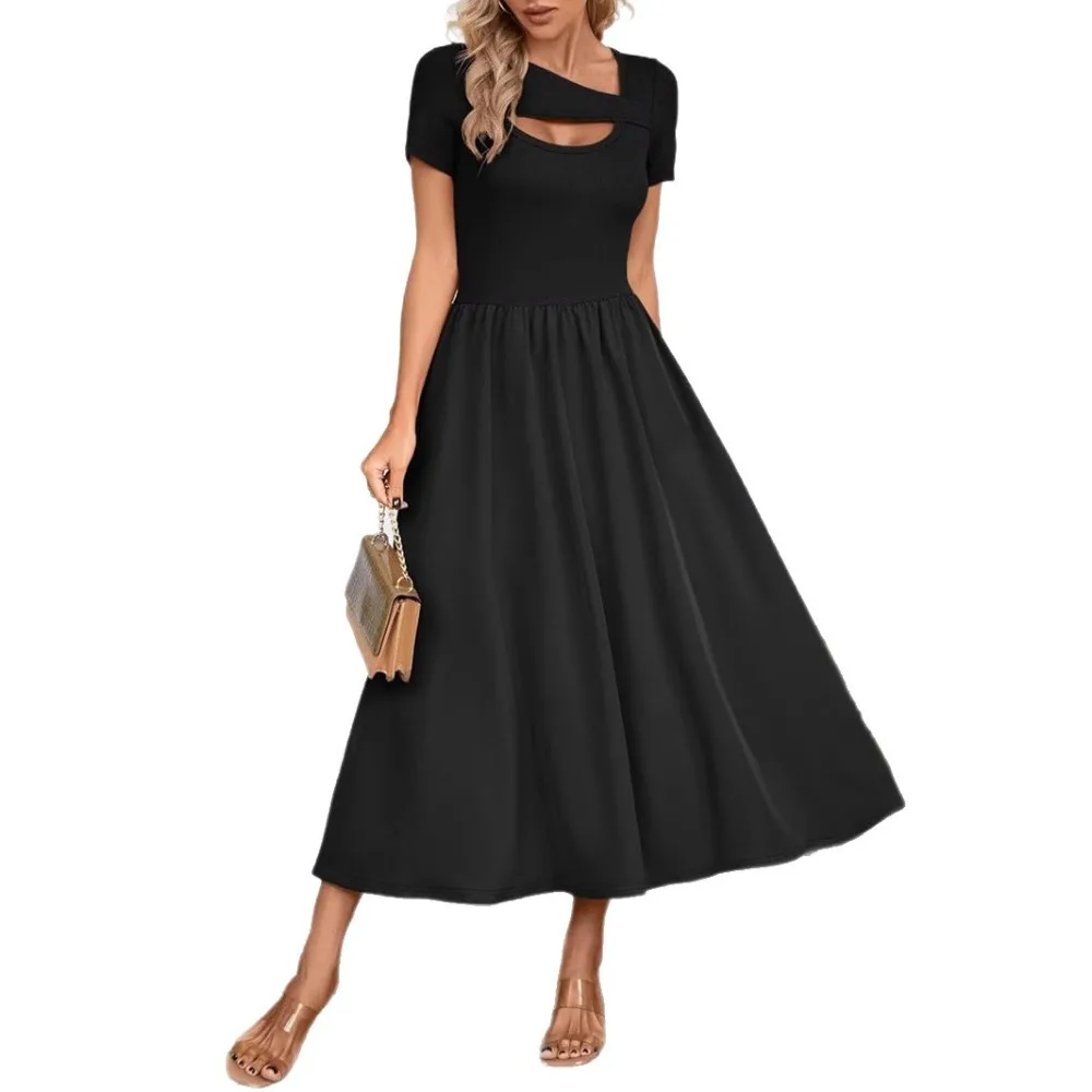 2025 Summer Temperament French Long Black A-line Women Dress