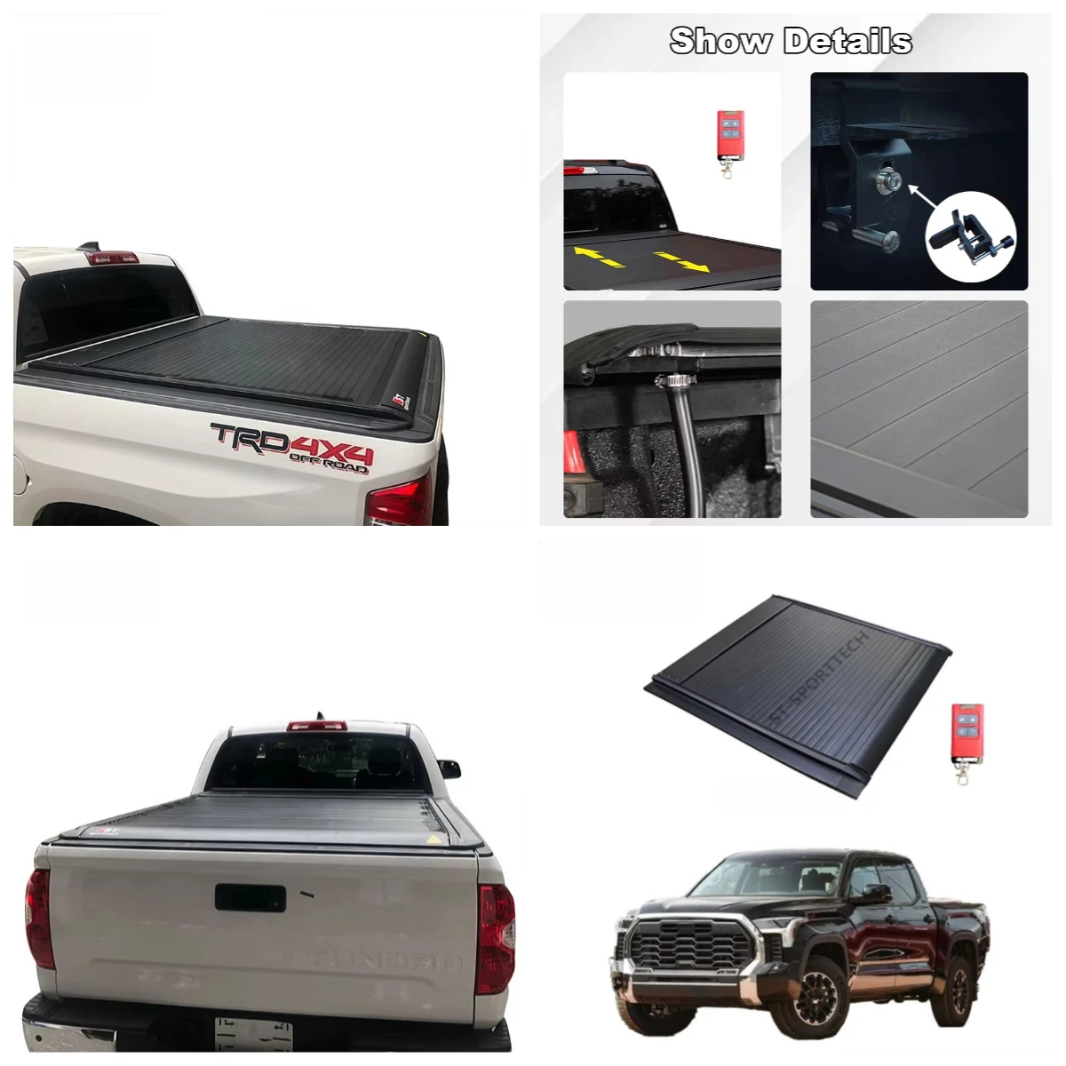 

Аксессуары для грузовиков STLF: Выдвижная крышка кузова, роллетный механизм, алюминиевая электрическая крышка-роллета для Toyota Tundra 2023