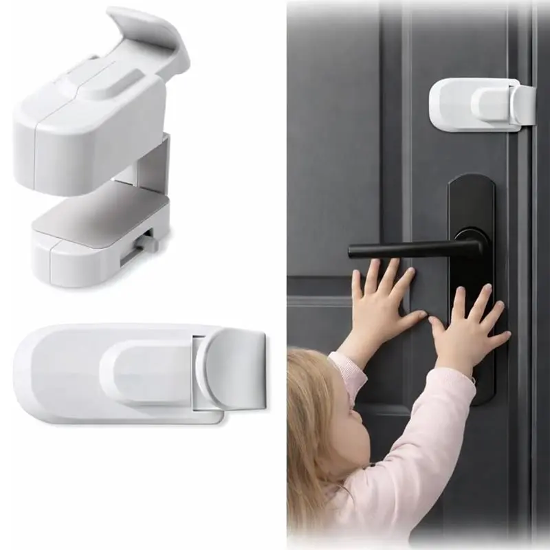 ABUM-For Toddlers, Cats& Dogs Compatible 3PCS Childproof Safety Lock,For Interior Doors- Snap On Design, Child-Proof Functionali