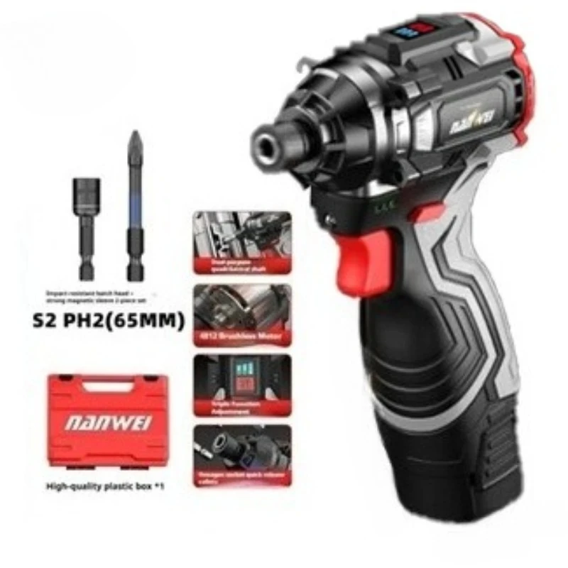 nanwei-brushless-lithium-ion-impact-screwdriver-home-electric-screwdriver-wireless-rechargeable-cordless-screwdriver-tool