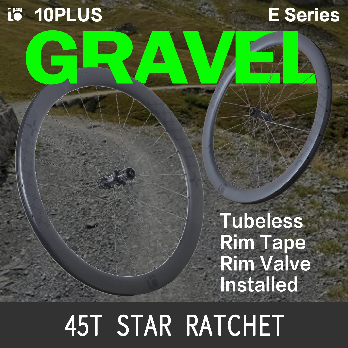 10PLUS 38/45mm 700C Carbon Gravel Wheelset Tubeless Disc Brake 45T Ratchet Ceramic Bearing