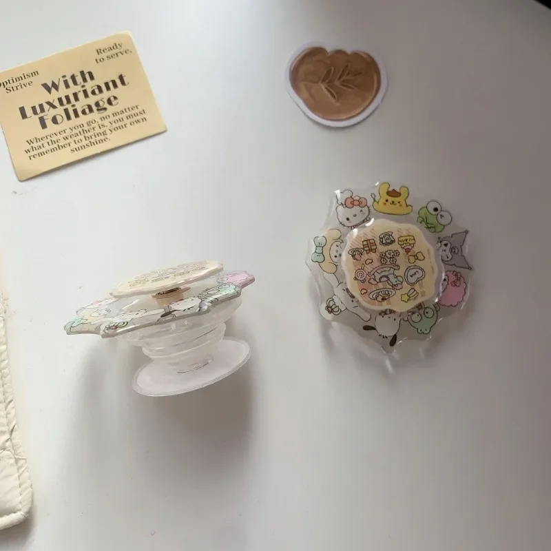 Sanrio Hello Kitty Supporto pieghevole per telefono cellulare Turn Cartoon Supporto retrattile Anime Modello da tavolo Impugnatura per telefono Accessori per telefono