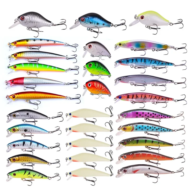 Almighty Mixed Fishing Lure Set Fishing Hard Bait Minnow Floating Swing Crankbait Crazy Wobblers Artificial Bionic Crank Lures