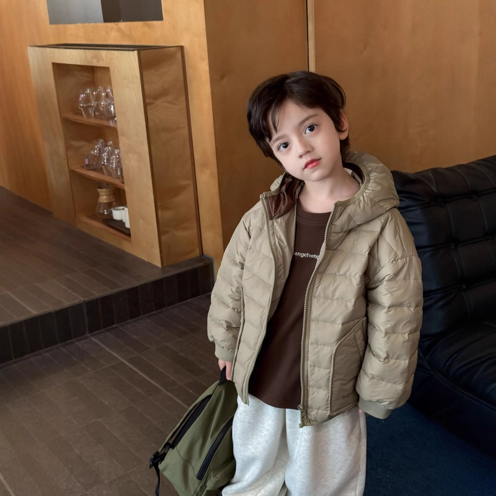 

Kids Clothes Down Jackets Winter New Style Hooded Solid-color Down Jackets Baby Boys and Girls Daily Warm Outwear