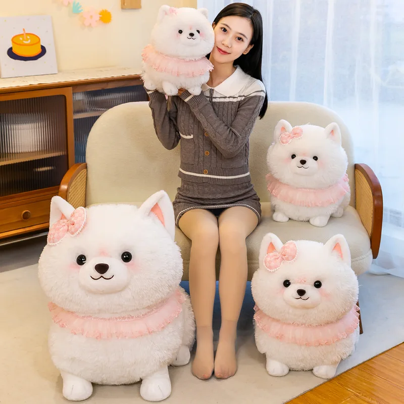 Plush stuffed imitation animal skin-friendly cute Pomeranian doll plush toy imitation dog children's toys kawaii home decoration