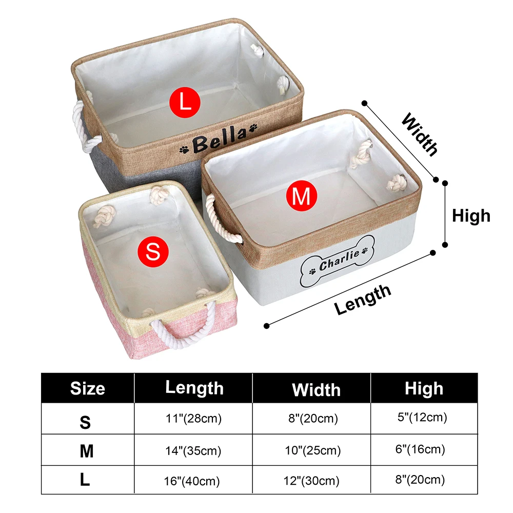 Cá Tính Đồ Chơi Chó Giỏ Đựng Đồ Vải Thú Hộp Có Thể Gập Lại Chó Mèo Tùy Chỉnh Tên Đồ Chơi Hộp Đựng Phụ Kiện Cho Chó Đồ Cho Thú Cưng