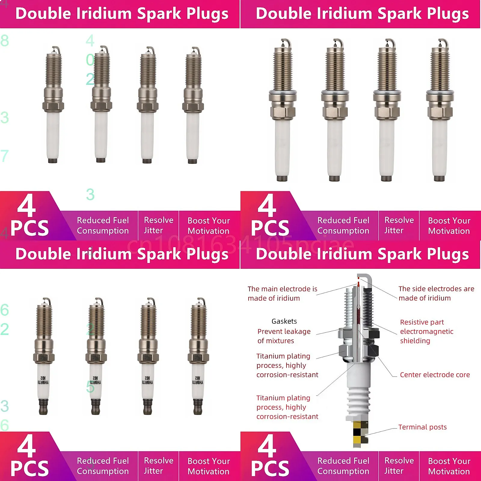 For Chevrolet Equinox Plus 1.3T 1.5T 2.0T Double Iridium Spark Plugs Auto Parts