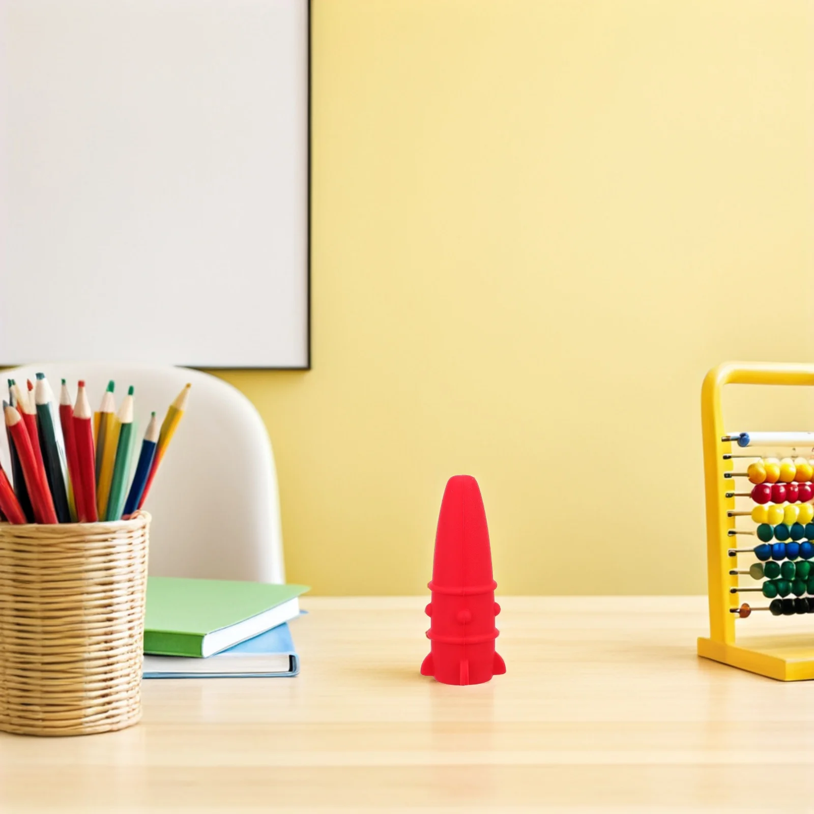 

5pcs Silicone Pencil Caps Rocket Design Blue Chew-Resistant Tip Protector For Kids Students School Office Supplies Pencil Cover