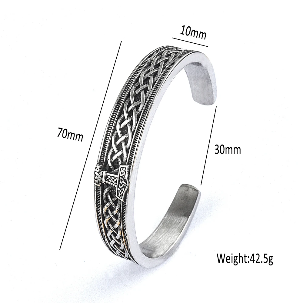 Norse Viking 316L Stainless Steel Thor\'s Hammer Bracelets For Men Women Paracord Amulet Runes Bangles Jewelry Gifts Wholesale