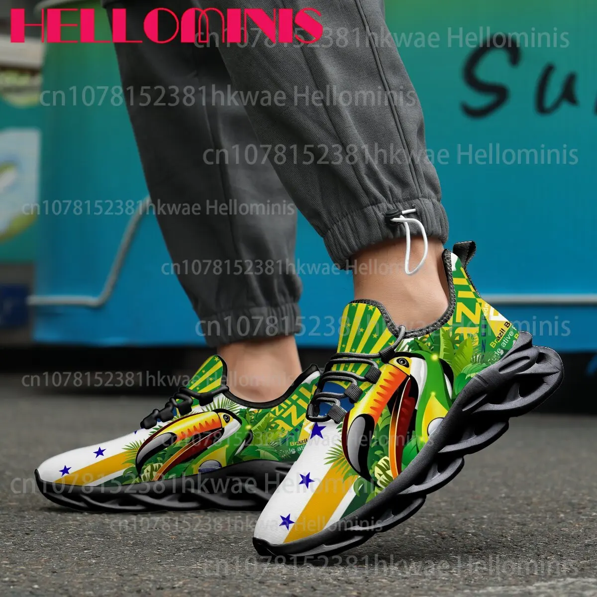 Unisex Yellow Green Brazil Tropical Jungle Toucan Print High Quality Soft Lightweight Non-slip Adult Trendy Casual Sneakers