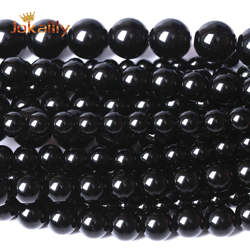 A+ Natural Black Agates Stone Beads For Jewelry Making Round Loose Spacers Beads Diy Bracelets Necklaces 15\