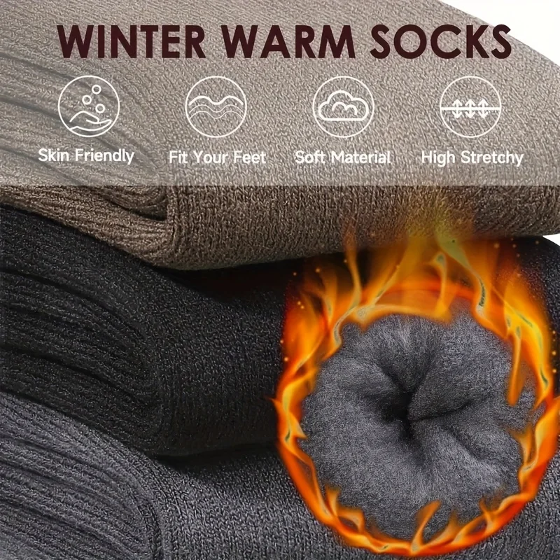 Men\'s Autumn and Winter Super Thick Plush Socks 1/2/4/6/8/10/15/20Pairs of Outdoor Casual Warm and Cold Resistant Mid Tube Socks