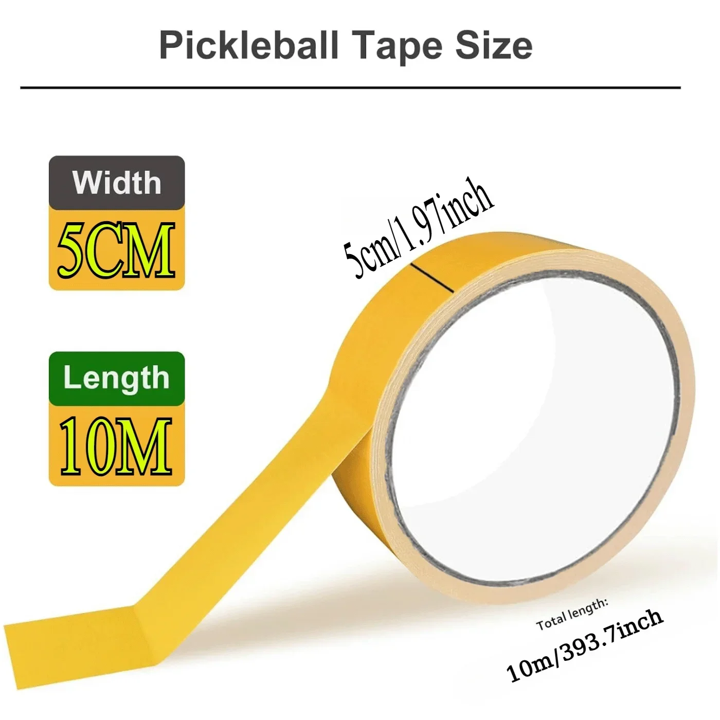 Multi-Sport Game Line Tape Yellow - Temporary Boundary Marking Tape for Volleyball, Four Square & Ball Games, Safe