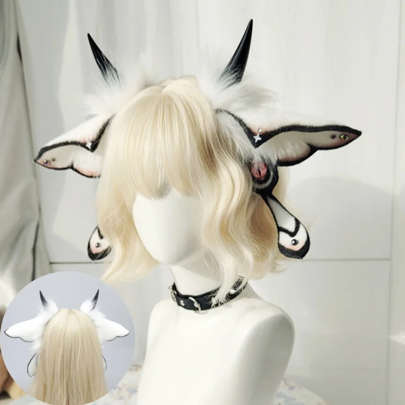 Anime Handmade Furry Simulation Fantasy Creatures Ear Fursuit Headband Halloween Charm Animal Moth Ears Headwear Cosplay Pros