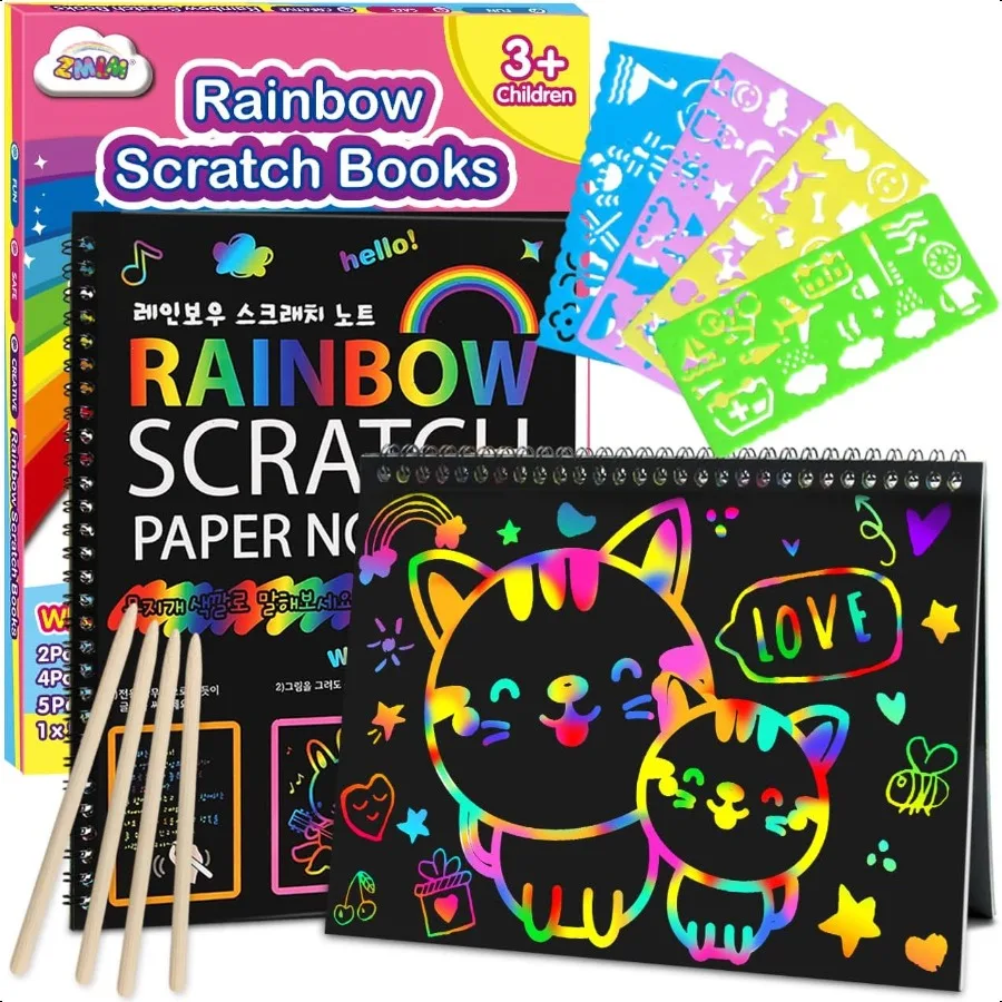 

ZMLM Скретч-бумага ArtCrafts Подарок: 2 упаковки радужных блокнотов, игрушки, наполнители для пасхальных корзин для 3, 4, 5, 6, 7, 8, 9, 10 лет Gi