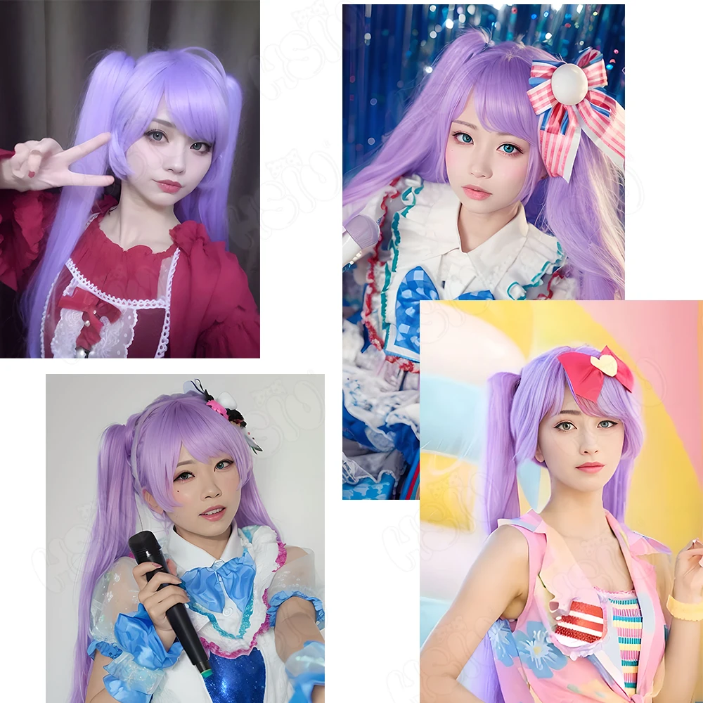 Manaka Laala cosplay Wig Anime Pripara Cosplay Wig HSIU 80CM taro purple ponytail long hair Synthetic Wig Manaka Laala Wig