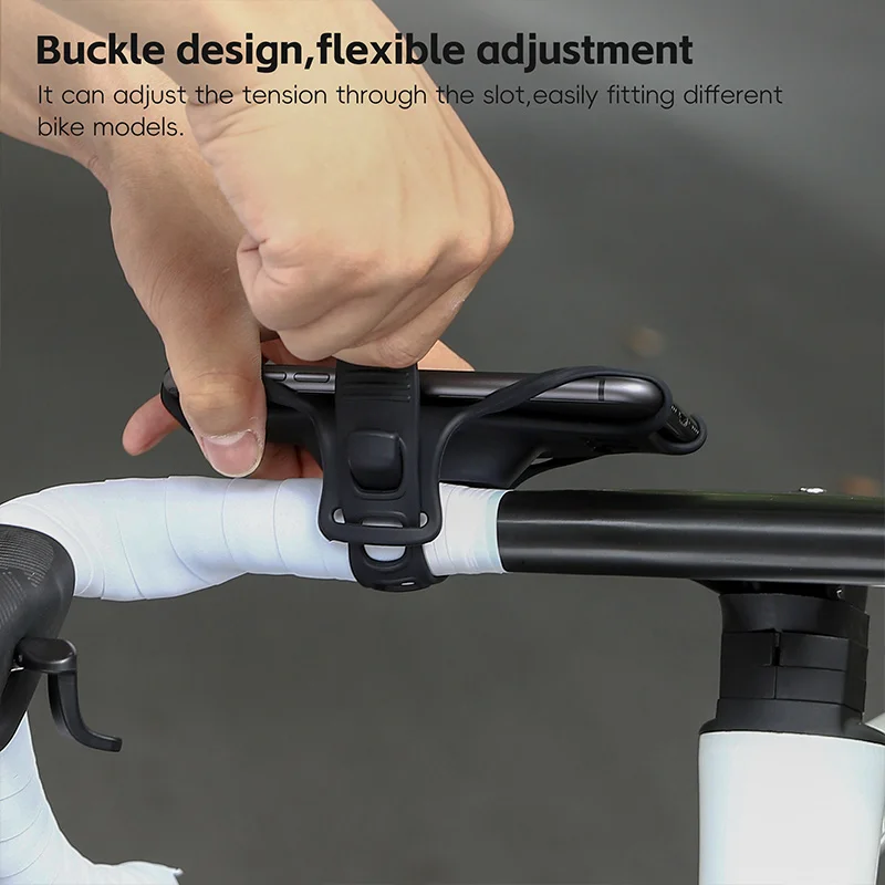 WEST BIKING 4-6.7 Inches Bicycle Motorcycle Mobile Phone Holder Bracket Silicone Support Silicone Pull Type For All Phone Stand