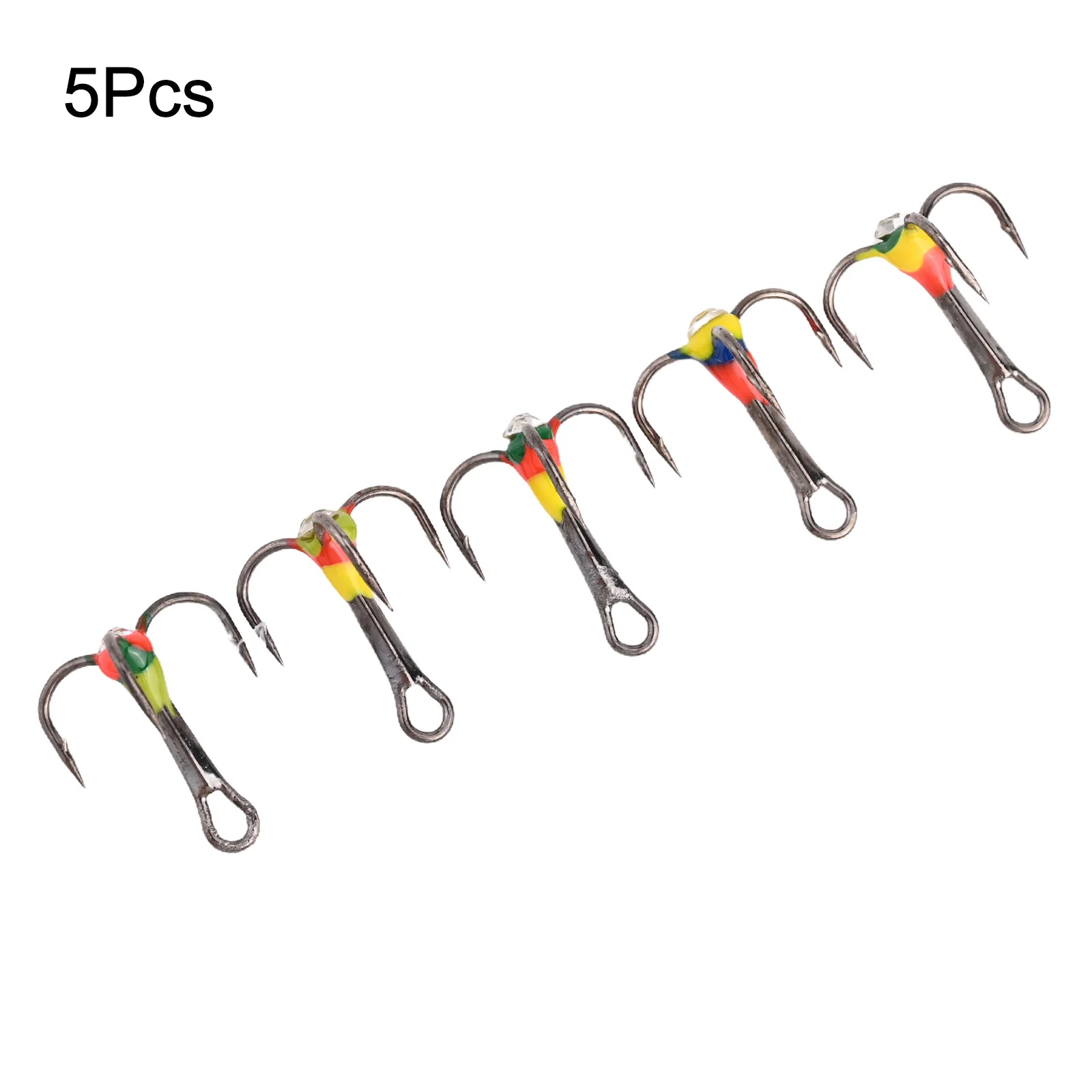 5 Pcs/set Carbon Steel Fishings Treble Luminous Hooks Ice Fishing Three Jaws Drill 120*16mm,18*13mm,15*11mm,12*9mm Accessory