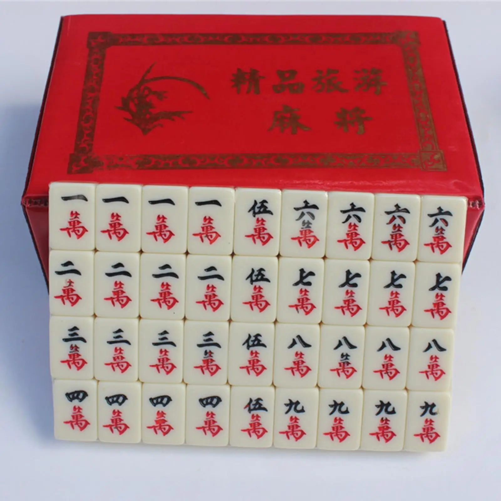 

Mini Mahjong Game Set 144 Carved Melamine Tiles Traditional Chinese Board Game for Home Travel Party Entertainment