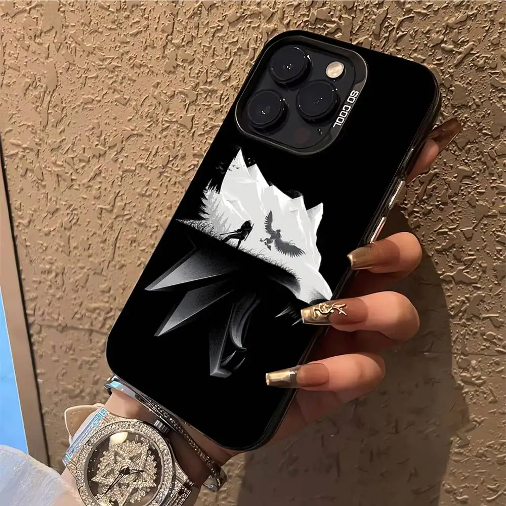 حافظة هاتف Game T-The Witcher 3 لهاتف iPhone 17,16,15,14,13,12,X,8,Pro,Max,Plus,E,SE4,Air,Mini IMD أسود غير لامع #6