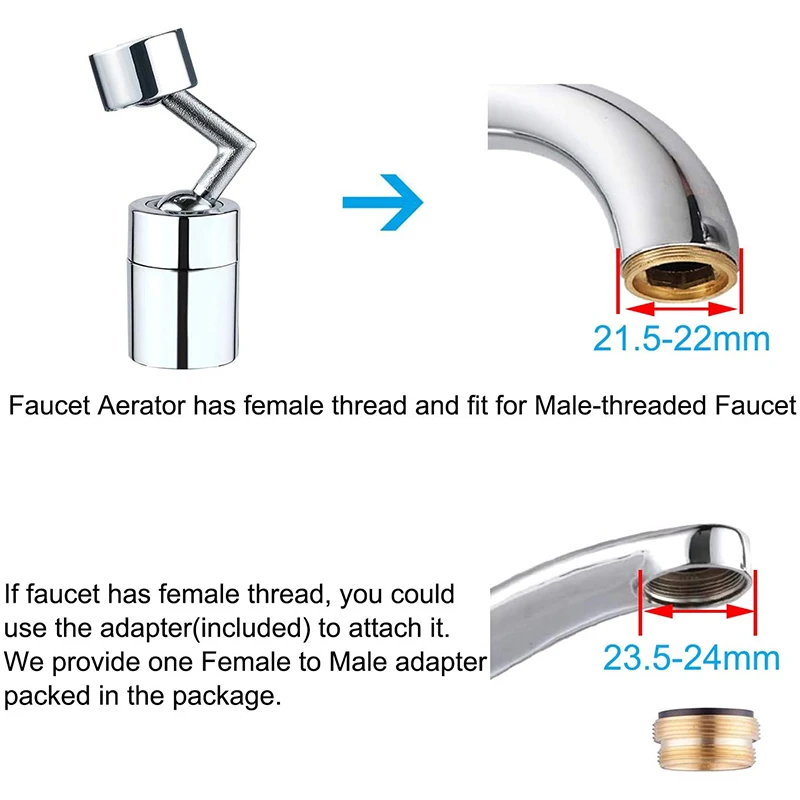 SHAI Universal Splash Faucet Spray Head 720 Degree Rotating Tap Filter Water Bubbler Faucet Aerator Kitchen Faucet Nozzle