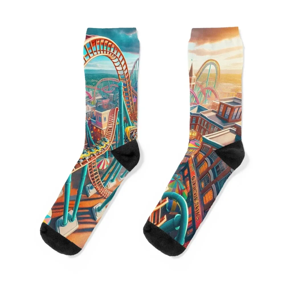 

Thrills at Hershey Park Socks custom colored Rugby Boy Socks Women's