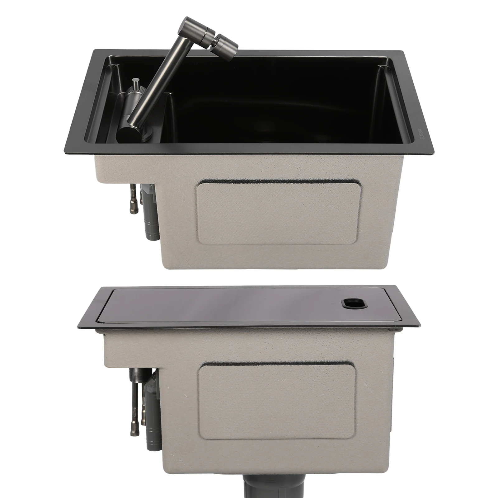 

16.9 X 9.8 X 8.7 Inch Small Kitchen Sink Undermount Drop-In Sink with Faucet 304 Stainless Steel for Outdoor Camper Prep Use