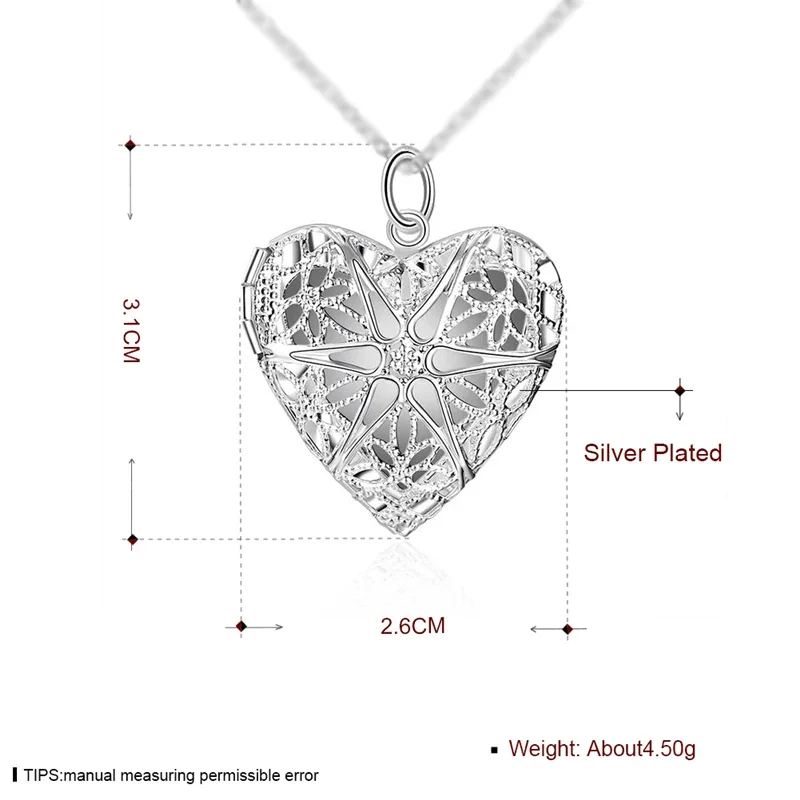 925 Sterling Silver Photo Frame Pendant Necklace 18/20/22/24 Inch Snake Chain For Woman Charm Wedding Fashion Jewelry