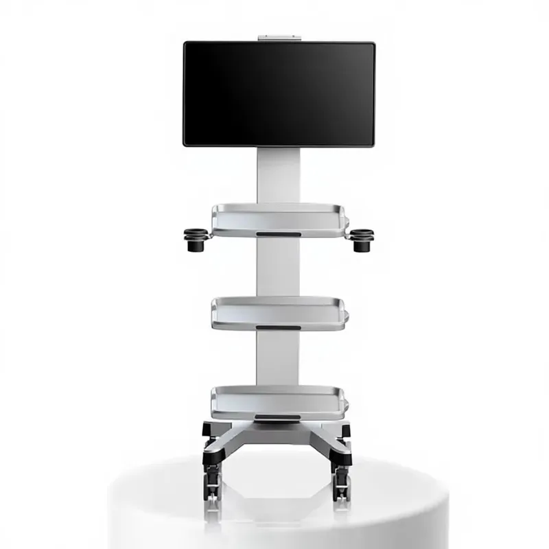 Medical Endoscopy Trolley with Adjustable Height and Silent Casters for Equipment