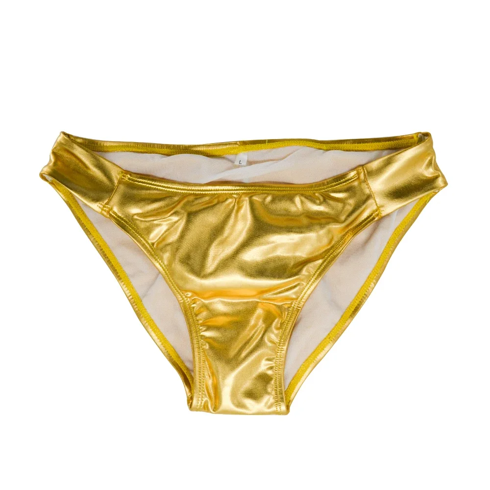 2024 Super Sexy Women Golden Bikini set costume da bagno costume da bagno brasile Plus Size 4XL costumi da bagno fondo increspato Nightclub Bikini