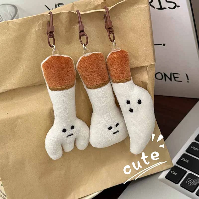 Cute Plush Keychain Simulation Fork Tableware Stuffed Doll Keyring Creative Plush Key Holder Bag Pendant Key Accessories